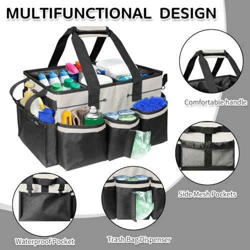 Boczif Cleaning Caddy Bag Wearable,Cleaning Caddy Supplies Organizer(White) - Image 2