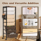 Rolling Cart with Drawers, Rolling Storage Cart with Large Plastic Drawers & Wooden Tabletop, Utility Cart with Pegboards & Basket, Storage Drawers Cart for Living Room, Classroom, Bedroom, Office - Image 6