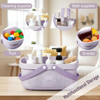 Portable Shower Caddy Basket with Handles Plastic Storage Basket ‌Purple - Image 3