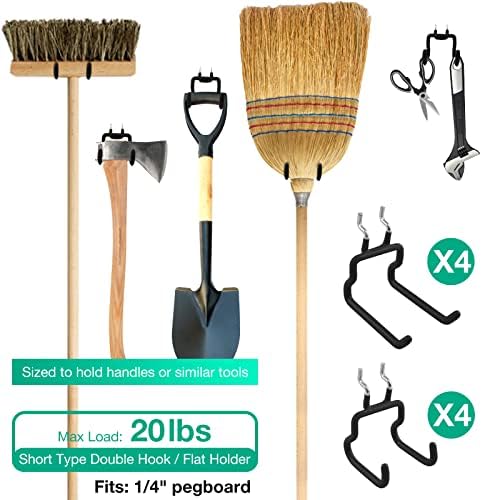 Pegboard Hooks, 8 Pack Peg Board Tool Utility Hooks & Hangers (Black) - Image 2