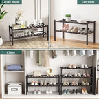 Smiry Bamboo Shoe Rack, 12 Vertical Slats, 6 Tier - 26.8" Wide, Brown - Image 6