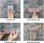5 Slots Wall Mount Toothbrush Holder with Cover, Self Adhesive Toothbrush Storage Organizer for Shower, Toothbrush Hanger for Bathroom, Medicine Cabinet, Dorm (Pink) - Image 6
