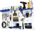 Wall Control Pegboard Organizer 4 ft. Metal Pegboard Standard Tool Storage Kit with White Toolboard and Blue Accessories by Wall+Control