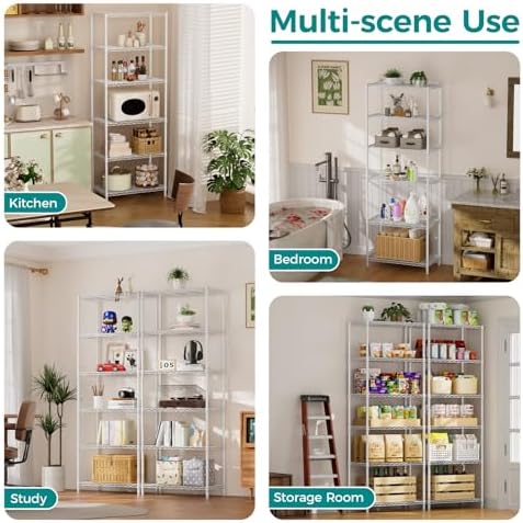 SINGAYE 6 Metal Shelves Wire Shelving Storage Shelf Adjustable Unit Pantry - Image 6