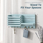 Rebee Vision Key Holder Wall Mount with Mail Slot for Room Decor, Blue - Image 2