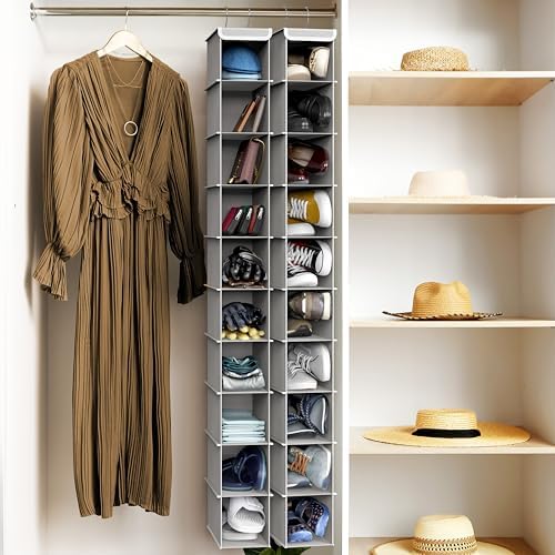 Simple Houseware 10 Shelves Closet Hanging Shoe Organizer, Gray | Dual Metal Hooks, Holds Up to 20 lbs, for Narrow Space - Image 7