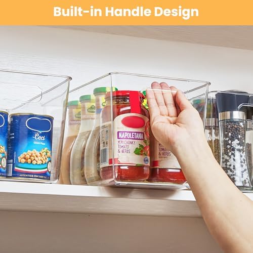 YIHONG 8 Pack Clear Storage Bins, Pantry Organizer Bins with Handle, XL - Image 5