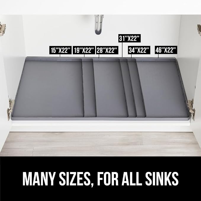 GORILLA GRIP Waterproof Silicone Under Sink Mat, Stay in Place, 19x34 Gray - Image 8
