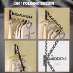 Dr.DJ Wall Mount Coat Hanger Holder Black Clothes Drying Organizer Rack Garment Hooks Aluminium Retractable Folding Indoor Wall Mounted Hanger for Laundry Room Bedroom Black 2Pack with 80cm Rod - Image 3
