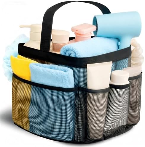 Mesh Shower Caddy Portable for College Dorm Room Essentials for Girls with 9 Pockets,Large-Capacity Shower Basket,Quick Dry Toiletry Tote Bag for Women,Outdoor Gym,Travel,Swim,Beach Camping Essentials by Unknown