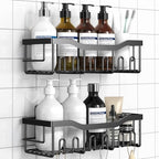 Shower Caddy 2 Pack,Adhesive Shower Organizer for Bathroom Storage&Home Decor&Kitchen organizers and storage,No Drilling,Large Capacity,Rustproof Stainless Steel Bathroom Organizer,Bathroom Decor Sets by EUDELE
