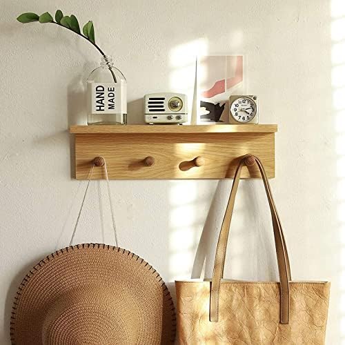 Entrance Coat Rack ，Coat Hooks, Wall-Mounted Wooden Hook Rack, Wall-Mounted Shelves(Oak Colored Finish—A-1) - Image 3