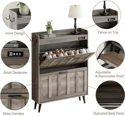 ChooChoo Shoe Storage Cabinet with 2 Flip Drawers and Deodorizer - Image 5