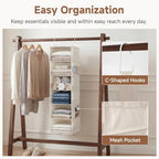 StorageWorks 6-Shelf Hanging Closet Organizer, Hanging Shelves for Closet, Fabric, Mixing of Beige, White & Ivory, 12" D x 12" W x 47 1⁄2" H - Image 4