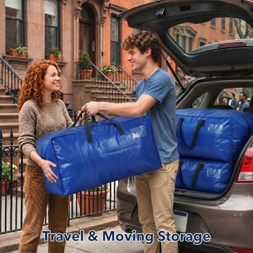 Moving Bags Heavy Duty,Extra Large Moving Bags for Travel/College Packing/Storage/Organization/Seasonal Clothes & Bedding Storage,Moving Supplies Bins,Compatible with Ikea Frakta Cart (Blue,6Pcs) - Image 6