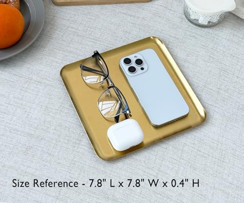 VREATC Small Gold Tray, 7.8" Stainless Steel Square Serving Tray - Image 2