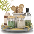 Oroyutor 9-Inch Gray Lazy Susan Spice Organizer for Cabinet with Gold Rail by Oroyutor
