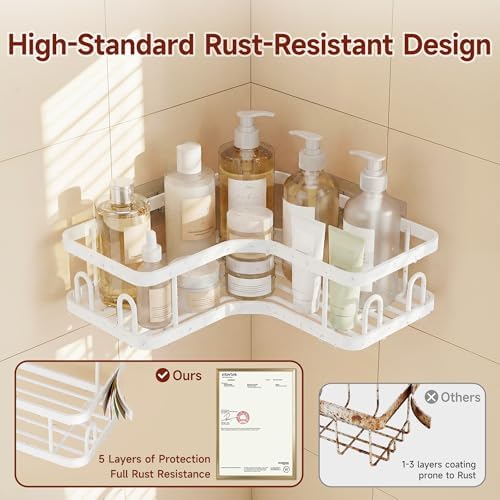 Veken Corner Shower Caddy 3-Pack, Advanced Rustproof Design&Stable Storage - Image 3