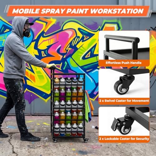 Sidasu Spray Can Organizer,Rolling Cart Garage Spray Paint Storage Rack - Image 4