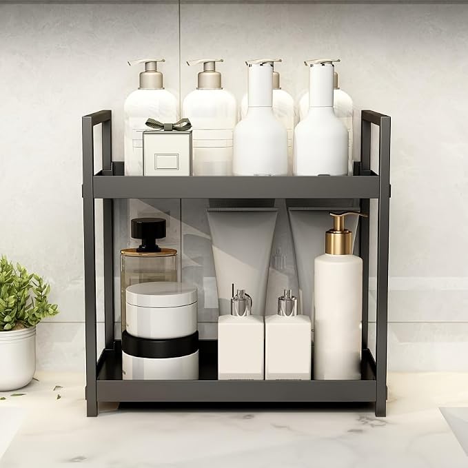 Bathroom Counter Organizer, 2 Tier Black Counter Shelf - Image 6