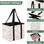 Trunk Organizer Collapsible Car Organizer with Handle Car Storage Box Bin for Groceries SUV Utility Tote Bag Portable Vehicle Container White Rainbow Cloud Playful - Image 3