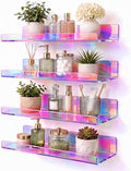 Iridescent Acrylic Bathroom Shelf Wall Mounted Floating Organizer by CareMoreYJ