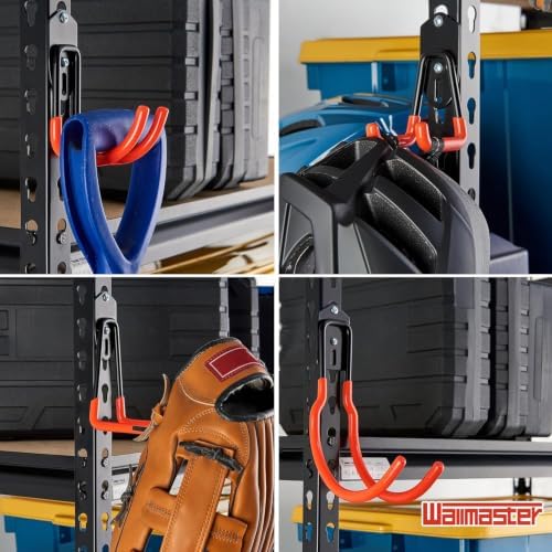 Wallmaster Garage Hooks Organizer Kit, 12 Pack Adjustable Shelving Hooks - Image 4