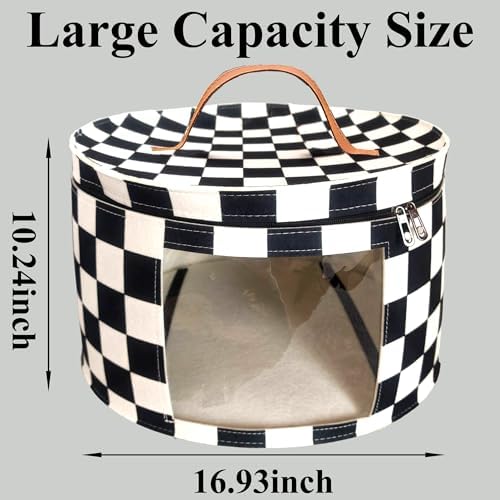 Hat Boxes for Women Storage 16.93" D*10.24" H Caps Carrier Case Organizer - Image 2