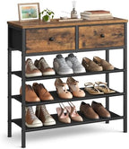 VASAGLE 4-Tier Shoe Rack, 2 Fabric Drawers, Steel Frame by VASAGLEbySONGMICSHOME