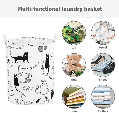 Foldable Baby Laundry Basket Hamper for Nursery Girl Boy kids Clothes laundry hamper basket Portable Tall Collapsible Cute Laundry Basket Organizer, Nursery Storage Basket with Handles (Animal Cats) - Image 6