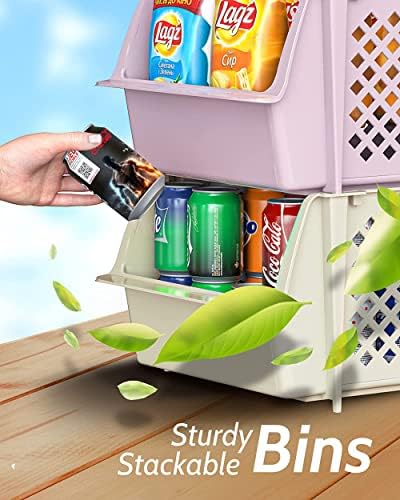 Skywin Stackable Storage Bins Open Front for Pantry Storage, 4 Pack - Multi - Image 6