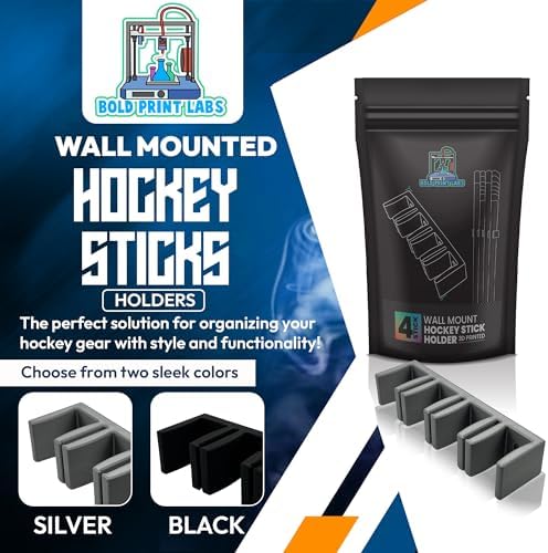 Wall Mount Hockey Stick Holder | Ice Hockey Stick Organizer (Black, 4 Stick Wall Mount) - Image 3