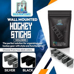Wall Mount Hockey Stick Holder | Ice Hockey Stick Organizer (Black, 3 Stick Wall Mount) - Image 3