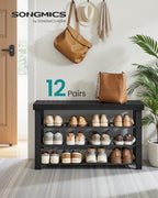 SONGMICS Shoe Rack Bench, 4 Tier Bamboo, 11.3 x 35.2 x 20.5 Inches - Image 3