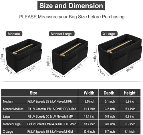 OMYSTYLE Purse Organizer Insert, Felt Tote Bag Organizer Insert with 5 Sizes, Handbag Dividers for Inside Purse, Compatible with Longchamp, Neverful, Speedy and More - Image 2