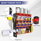 Wall Mount Spray Can Holder, Aerosol Spray Bottle Holder Storage Rack, Heavy-Duty Paint Bottle Organizer with 8 Can Holes & 4 Steel Hooks, 4 Plastic Hooks for Garage, Shop, Home or Tool Trailer - Image 5
