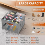 Aokeyee 2 Pack Shoe Organizer for Closet, Stackable Shoe Storage Box, Grey - Image 2