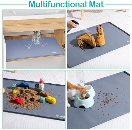 Silicone Under Sink Mat, 34"x22", Waterproof Cabinet Liner, Grey - Image 5