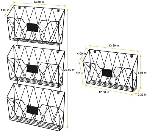 Wall File Organizer, 3 Pack Metal Wall Basket File Holder for Home Office - Image 2