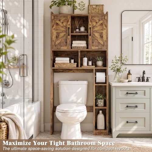 Farmhouse Over The Toilet Storage Cabinet with Barn Door, Reversible Side - Image 7