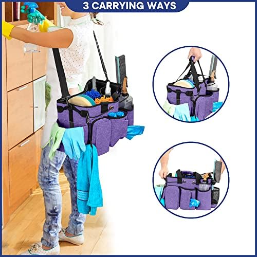 LoDrid Large Professional Cleaning Caddy with Detachable Divider, Purple - Image 3