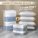 TAILI 8 Pack Vacuum Storage Bags, Cube Combo(3 Jumbo+5 Medium), Cream - Image 3