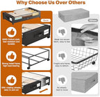 Under Bed Storage with Wheels,XXL 60L Under Bed Storage Containers with Clear Lids, Rolling Under Bed Metal Drawer for Clothes, Shoes,Toys (Black, 2 Pack) - Image 6