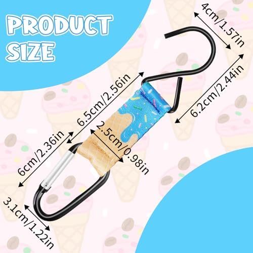 Blue Ice Cream Drip Baseball Softball Dugout Organizer Bag Fence Hook Helmet Glove Hanger with Name Tag Sports Team Gifts Gear for Boys Girls Coach Mom Must Have Travel Accessory-6pcs - Image 3