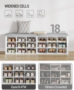 Hzuaneri Shoe Storage Bench with Cushion, Storage Bench with 18 Cubbies - Image 4