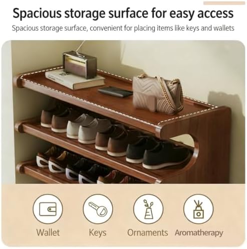 39" Bamboo Shoe Rack - Vertical Shoe Organizer Rack for Small Space, Narrow Shoe Tower for Closet, Entryway, Corner, Tall Shoe Shelf with Removable Shelves, Flexible Storage Shelf for Saving Space - Image 6