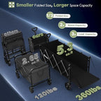 HIKEMOON 43'' Extra Long Folding Wagon with Extended Tailgate, Black - Image 3