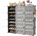 Portable Shoe Rack Organizer with Door, 48 Pairs Shoe Storage Cabinet Easy Assembly, Plastic Adjustable Shoe Organizer Stackable Detachable Free Standing Shoe Rack DIY Expandable 8 Tier Black by WEXCISEforTidyingHouse