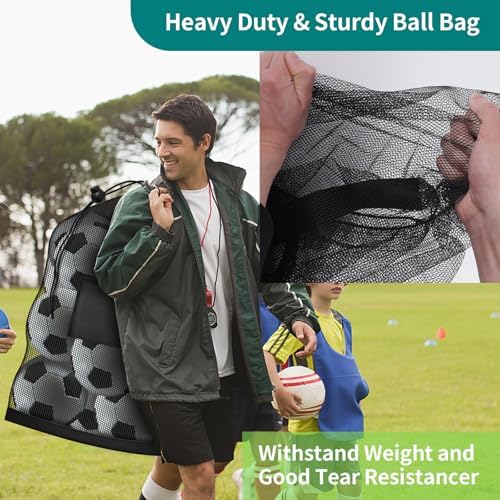 Hoiny Extra Large Soccer Ball Bag, 40"x30" Drawstring Heavy Duty Mesh Net - Image 3