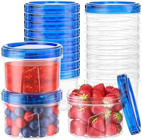 12 Pack-16 OZ Freezer Storage Containers, Small Plastic Containers with Twist Top Lids, BPA Free Food Storage Containers, Reusable Soup Container Microwave/Dishwasher Safe by HelpYouSaveMoreSpace